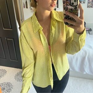 Worthington Fun Print Office Top Button Up Size M